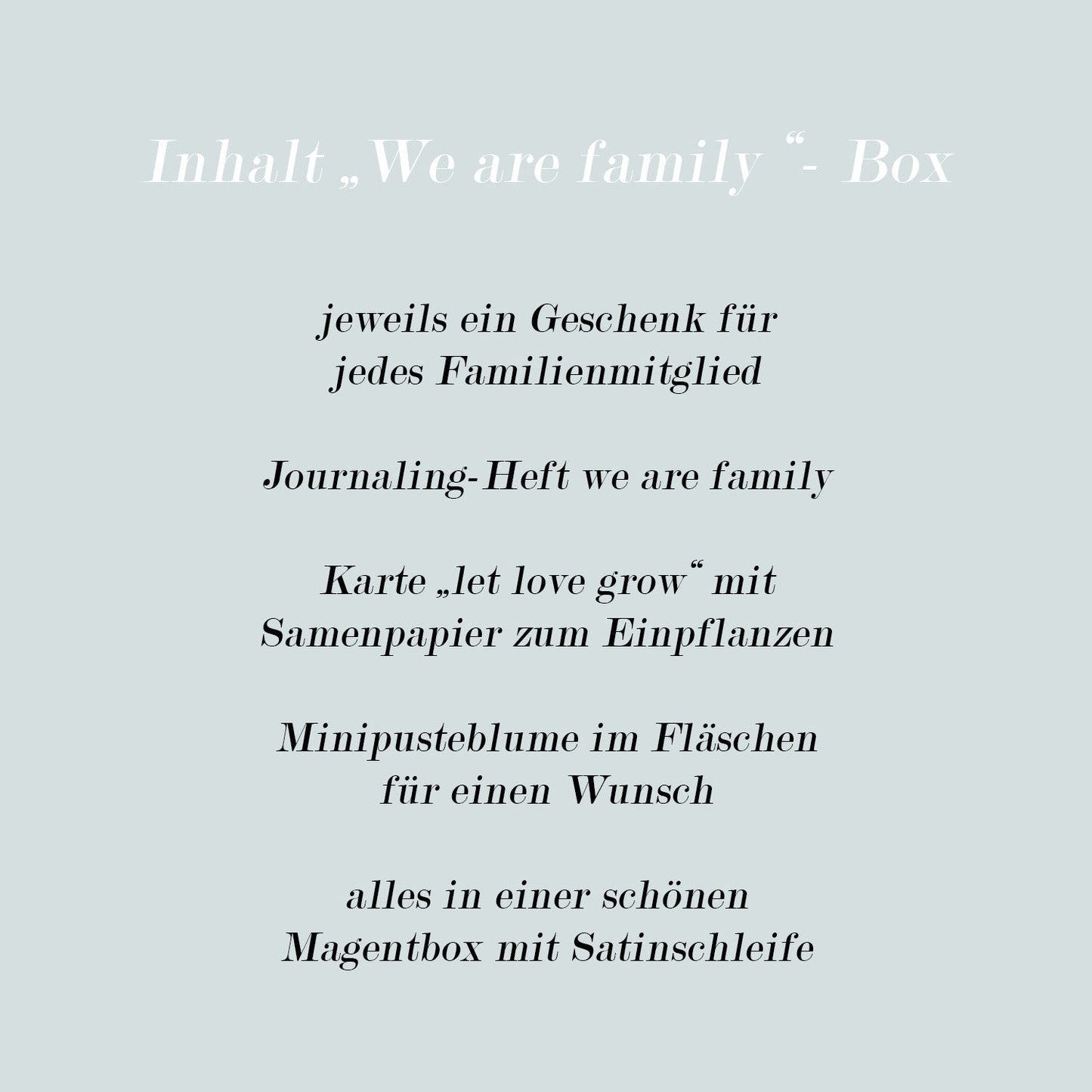 We Are Family Geschenkbox zur Geburt – Geschenkidee für Mama, Papa & Baby mit Bambussocken, 7 teilig